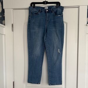 Nicole Miller Women's Straight Leg Jeans Stretchy with Purposeful Distress